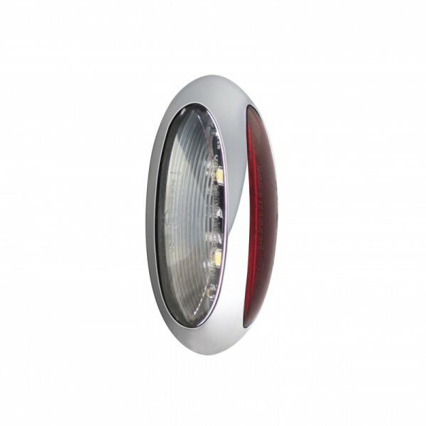 LED Umrissleuchte Serie 37, rot/weiß, Chrom Rahmen, 12-24 Volt