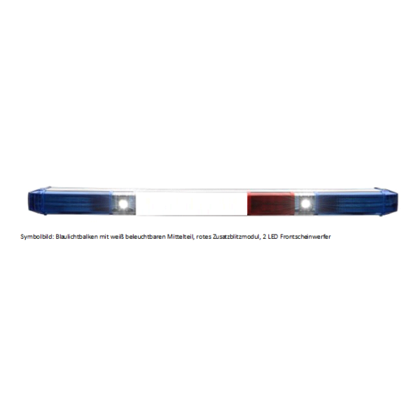 ZN Warnlichtbalken, ECO bestückt - 8 LED Module mit je 3 LEDs, 12-24 Volt, F.H.: Blau , F.L.: Blau , Länge: 100 cm
