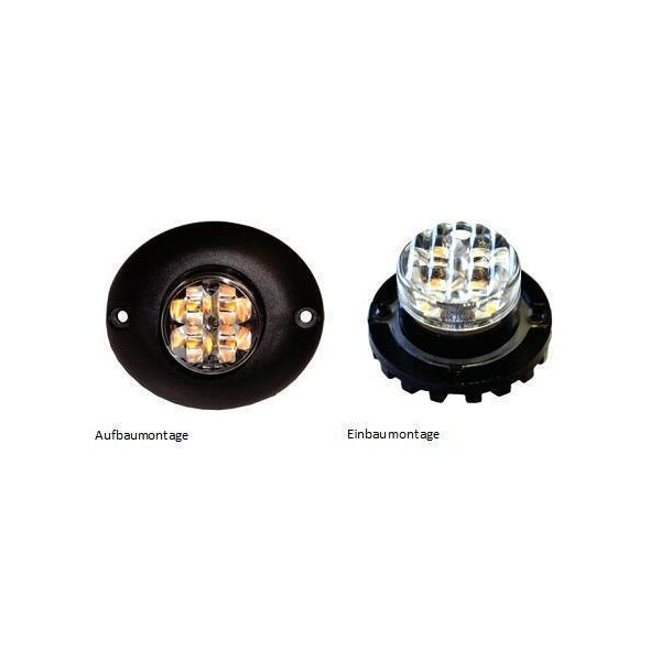 LED Blitzmodul - Serie 3750, LED Modul, F.L.: klar, LEDs: KLAR , 10-30 Volt, Aufbaumontage & Einbaumontage KIT - Frontblitzer-Heckblitzer